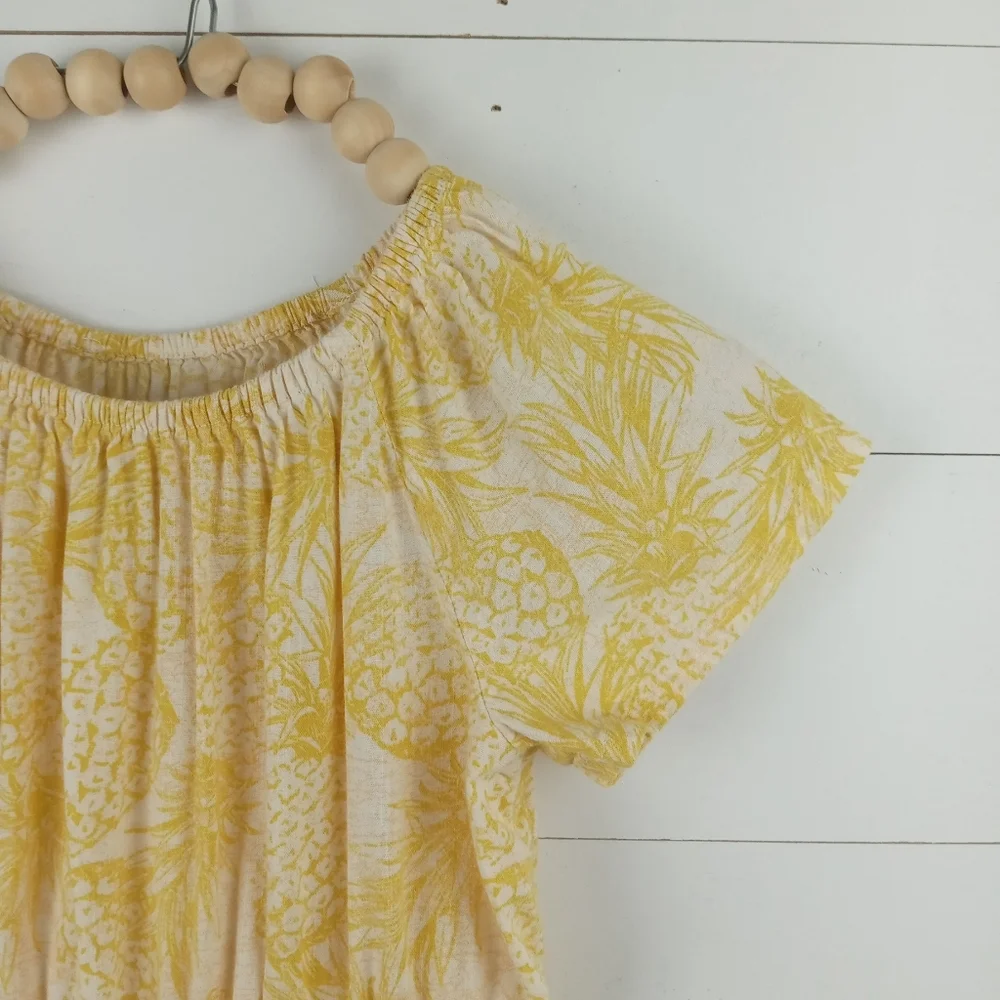 Old Navy girls 5T light yellow with pineapple design flowy romper